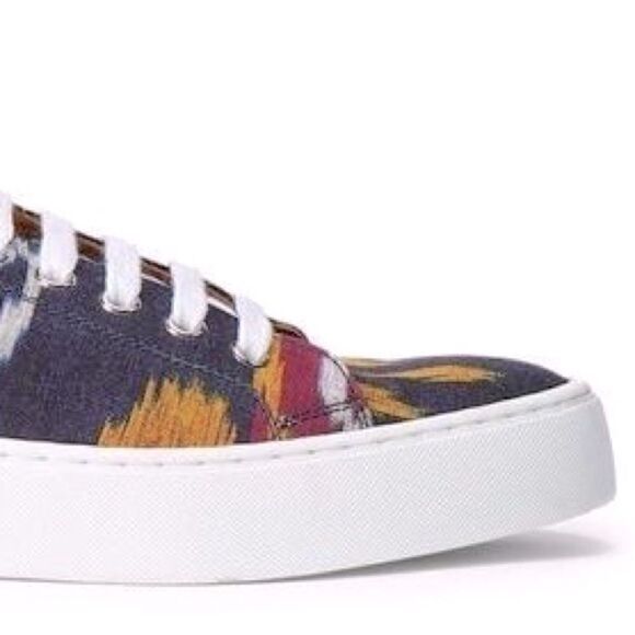 Ralph Lauren Spring 2022 Collection Blue Multi Ikat Print Simra Low Top Sneaker - Picture 4 of 16
